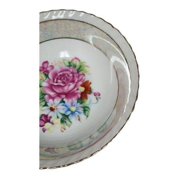 Vintage Ugaco Ceramics Japan Hand Painted Rose Bowl 7.5" Round Gold Gilded - Picture 4 of 9